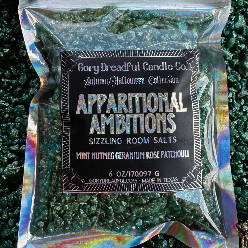Apparitional Ambitions Sizzling Room Salt Crystal Potpourri: Mint Nutmeg Geranium Rose Patchouli Scent